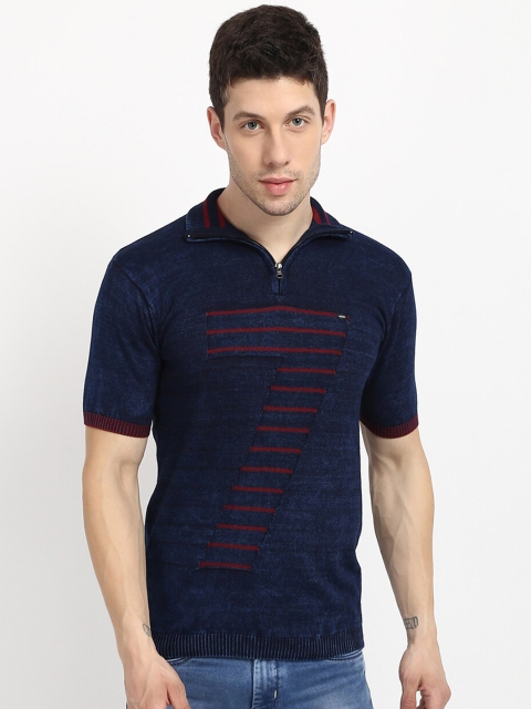 

V2 Value & Variety Men Blue Printed Polo Collar T-shirt