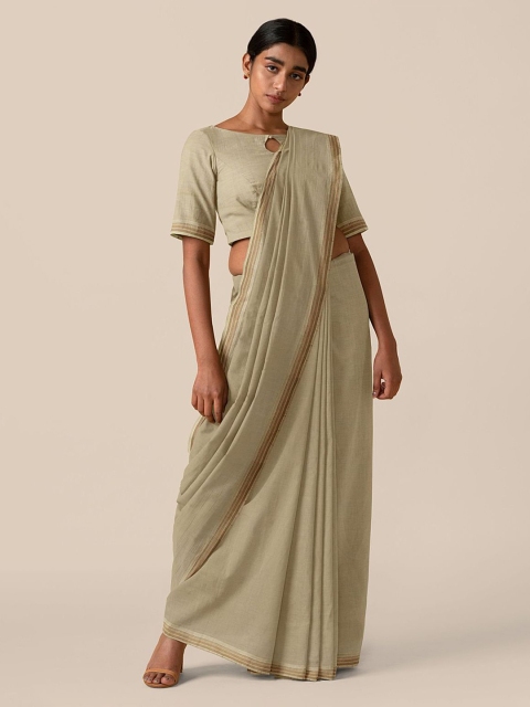 

Taneira Beige Solid Pure Cotton Mangalagiri Saree