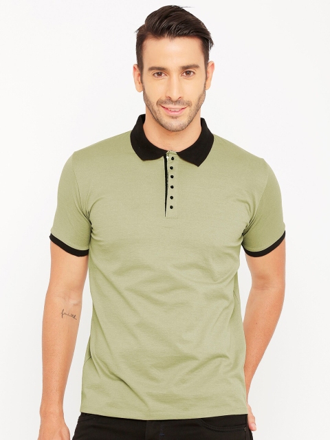 

Rex Straut Jeans Men Green Solid Polo Collar T-shirt
