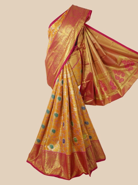 

Pothys Orange & Blue Pure Silk Woven Design Saree