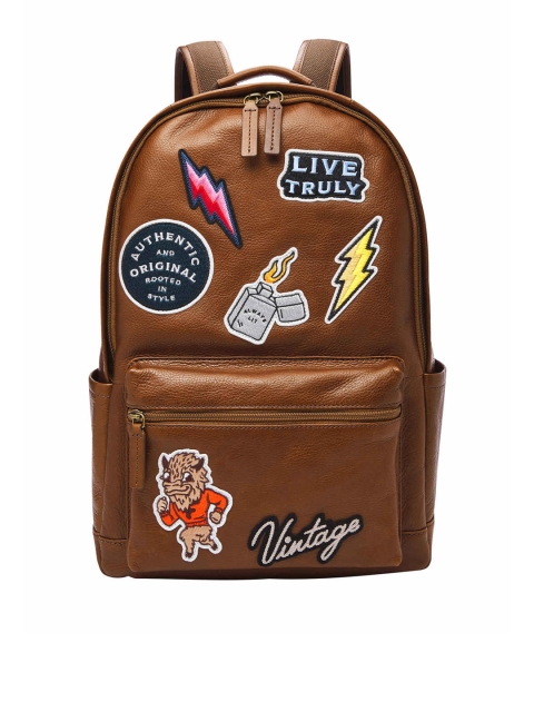 

Fossil Men Brown Applique Backpack