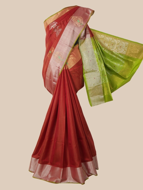 

Pothys Rust Ethnic Motifs Zari Pure Silk Kanjeevaram Saree