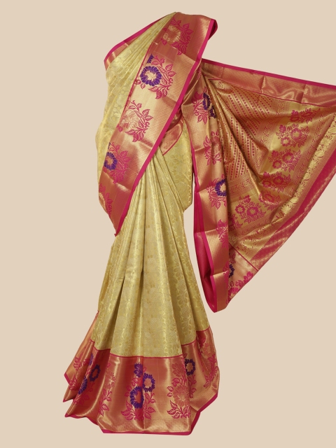 

Pothys Gold-Toned & Pink Pure Silk Woven Design Saree