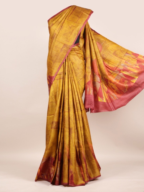 

Pothys Mustard Yellow Pure Silk Woven Design Tussar Saree