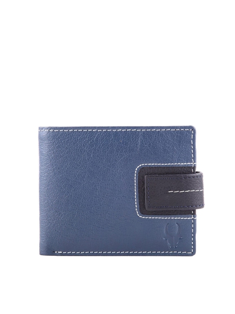 

WildHorn Men Blue Solid RFID Leather Two Fold Wallet
