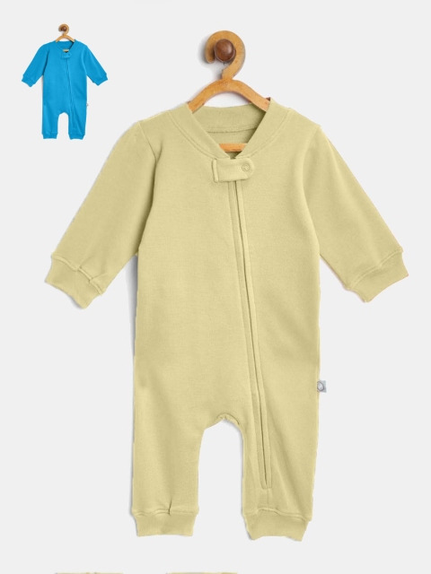 

cherrytoes Infants Kids Pack of 2 Solid Pure Cotton Sustainable Rompers, Blue