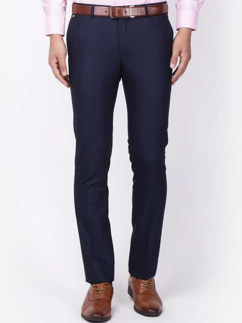 

Blackberrys Men Navy Blue Slim Fit Solid Formal Trousers