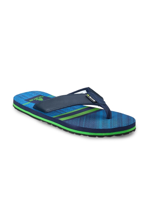 

Duke Men Navy Blue & Green Striped Thong Flip-Flops