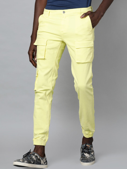 

Blue Saint Men Yellow Slim Fit Cargos Trousers