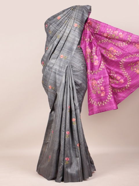 

Pothys Grey Printed Pure Silk Saree