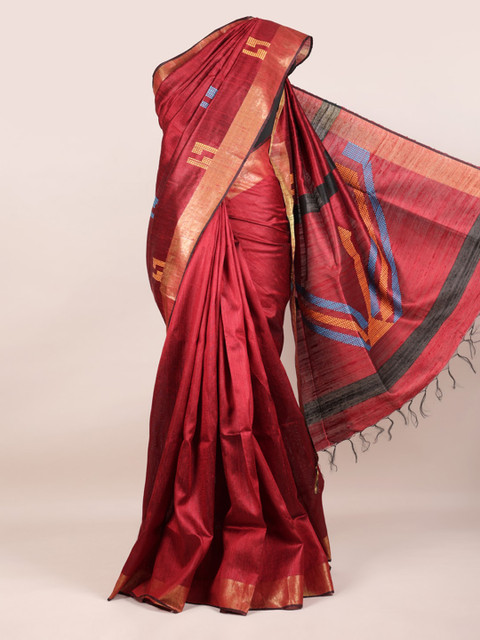 

Pothys Maroon Zari Pure Silk Saree