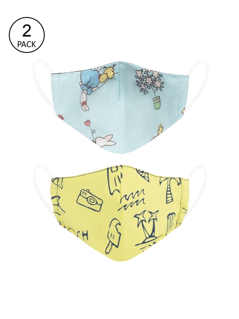 

VEA Kids Pack Of 2 Printed Cotton 3-Ply Reusable Outdoor Cloth Masks, Blue