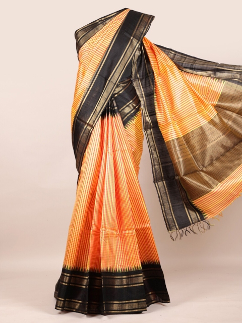 

Pothys Yellow & Red Pure Silk Checked Saree