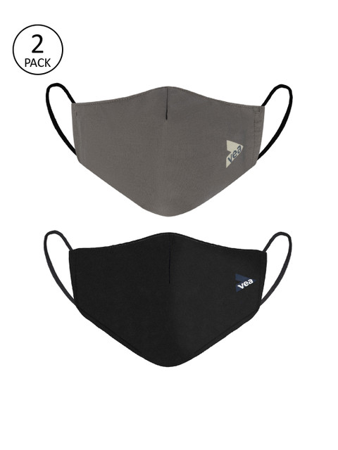 

VEA Unisex Pack Of 2 Solid 3-Ply Cotton Reusable 5-Layered Protective Outdoor Masks, Black