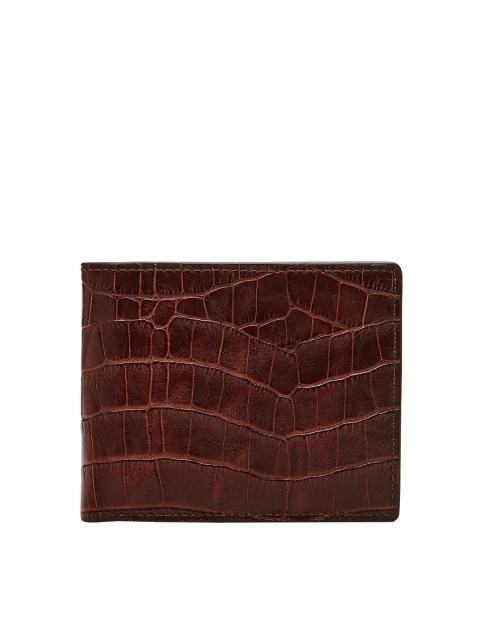 

Fossil Men Brown Textured Leather Two Fold Wallet