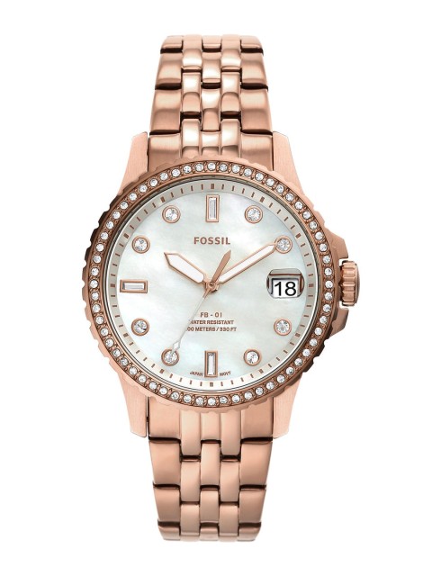 

Fossil Women Rose Gold & White FB - 01 Analogue Watch ES4995