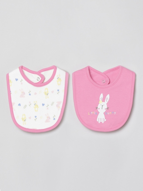 

max Infant Girl Pack Of 2 Printed Pure Cotton Bibs, Pink