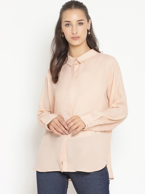 

Twenty3 Women Peach-Coloured Tailored Fit Solid Casual Shirt