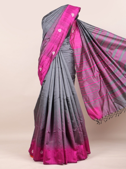 

Pothys Grey Pure Jute Silk Saree