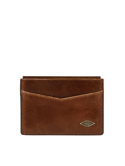 

Fossil Men Brown Textured Card Leather Holder