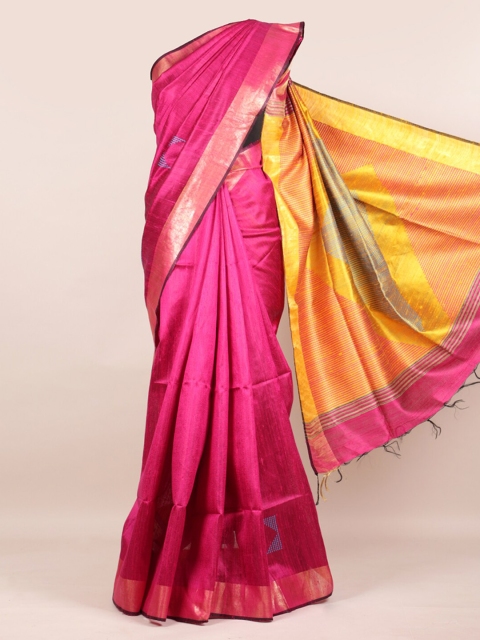 

Pothys Magenta Striped Woven Design Zari Pure Silk Saree