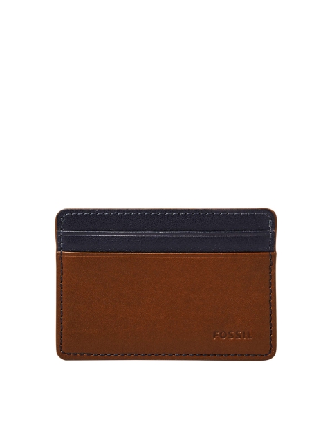 

Fossil Men Navy Blue & Brown Colourblocked Card Holder ML4236400