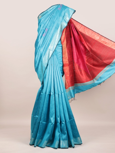 

Pothys Blue Striped Zari Pure Silk Saree