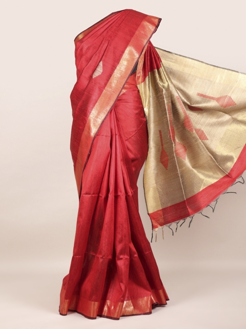 

Pothys Red Solid Pure Silk Saree