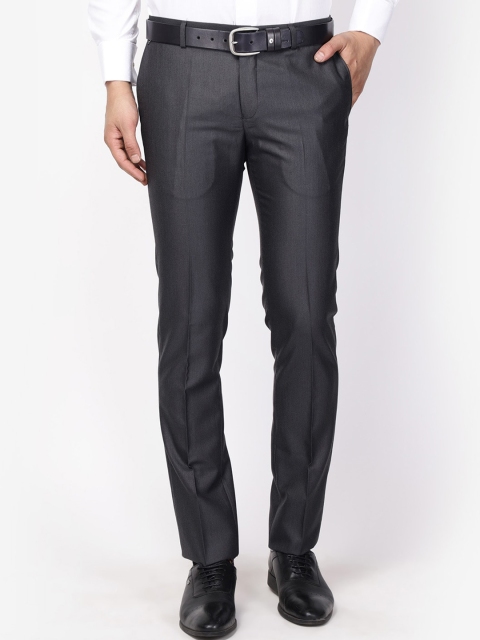 

Blackberrys Men Grey Slim Fit Solid Formal Trousers