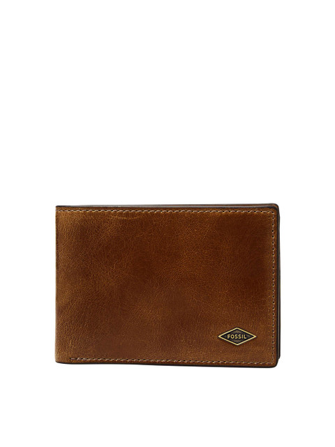 

Fossil Men Brown Solid Two Fold Wallet
