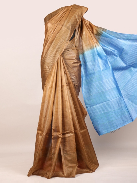 

Pothys Brown Pure Tussar Silk Saree