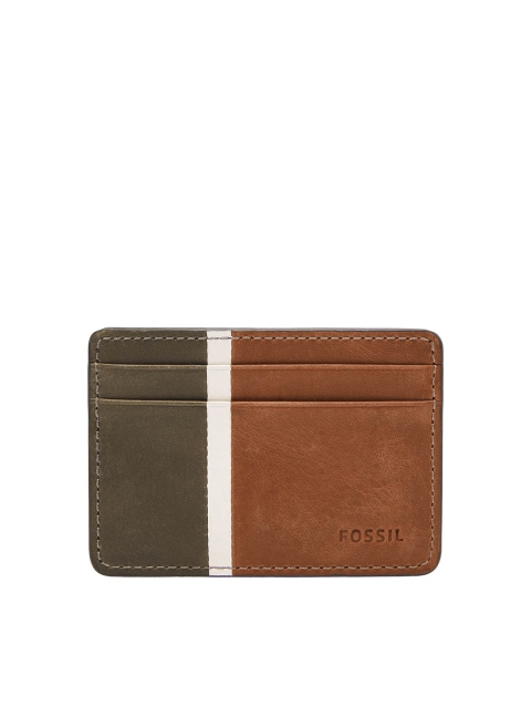 

Fossil Men Brown & White Colourblocked Card Leather Holder