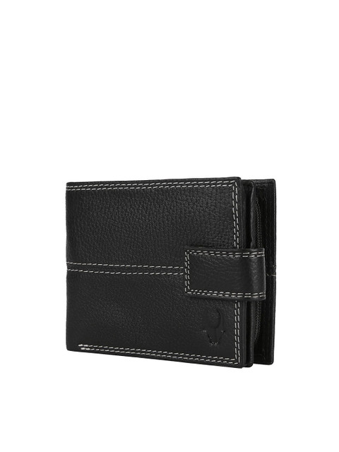 

WildHorn Men Black Textured Two Fold Leather Wallet