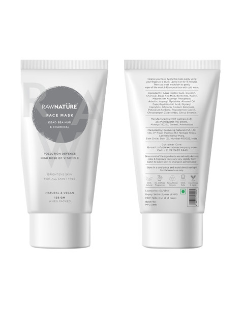 

RAW NATURE Dead Sea Mud & Charcoal Face Mask, Black