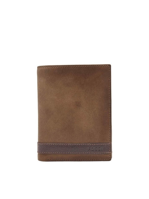 

Fossil Men Brown Textured Leather Two Fold Wallet