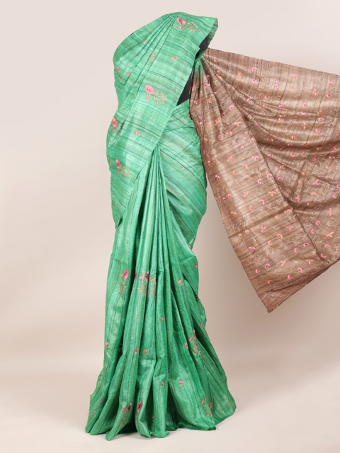 

Pothys Green Pure Tussar Silk Saree
