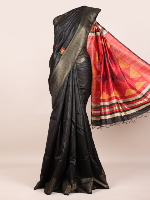Pothys Black Zari Pure Silk Saree