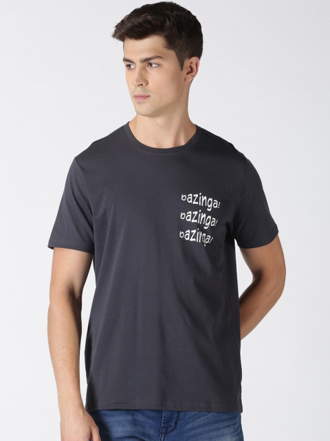 

Blue Saint Men Black & White Pure Cotton Printed Round Neck T-shirt