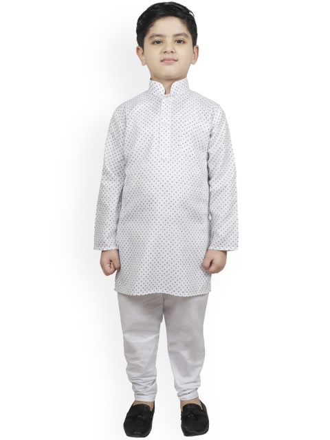 

SG YUVRAJ Boys White Floral Printed Kurta with Churidar