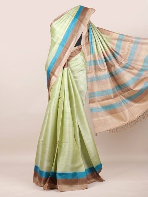 

Pothys Green Pure Dupion Silk Saree
