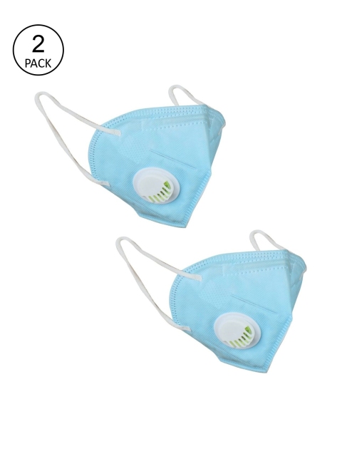 

OOMPH Unisex Pack Of 2 Blue Solid 5-Ply Anti-Pollution Reusable K95 Protective Masks