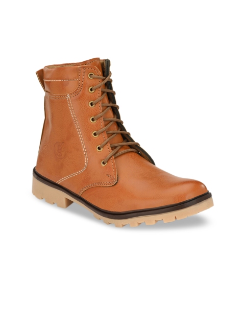 

Guava Men Mustard Brown High-Top Flat Boots
