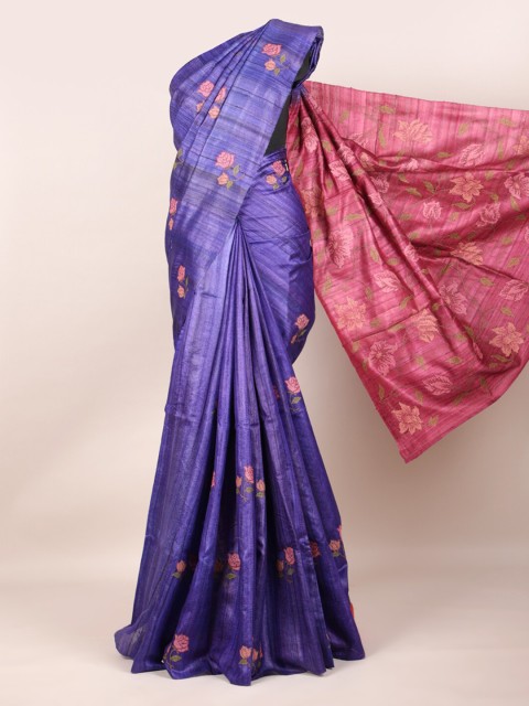

Pothys Blue & Pink Pure Silk Printed Saree