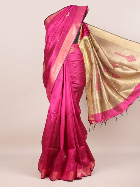 

Pothys Magenta Ethnic Motifs Embroidered Pure Silk Saree