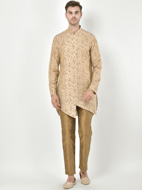 

SG LEMAN Men Beige Floral Printed Pure Cotton Kurta with Trousers