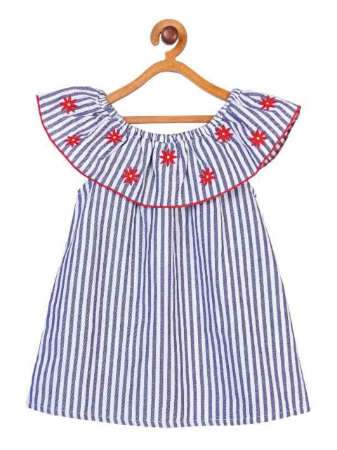 

Miyo Blue & White Striped Off-Shoulder Bardot Top