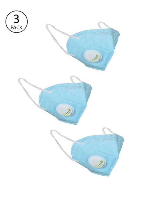 

OOMPH Pack Of 3 Blye Solid 5-Ply Protective Outdoor Reusable N95 Masks, Blue