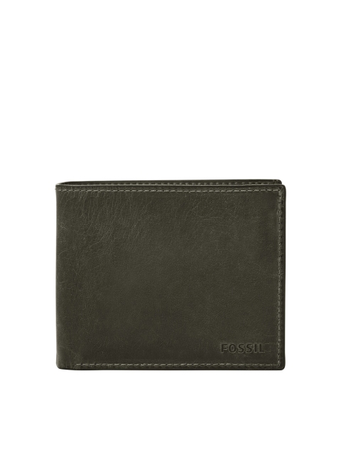 

Fossil Men Grey Solid Leather Two Fold Wallet