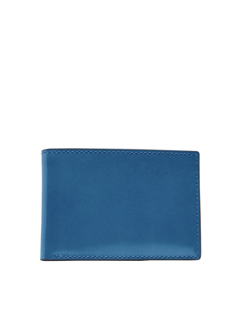 

Fossil Men Blue Benedict Solid Leather Two Fold Wallet