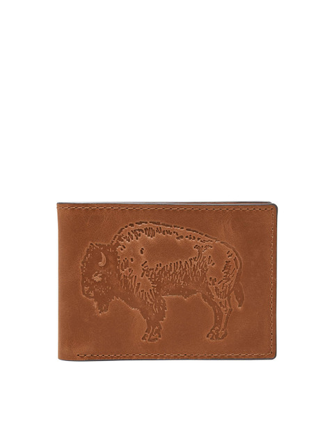 

Fossil Men Brown Textured Leather Two Fold Wallet